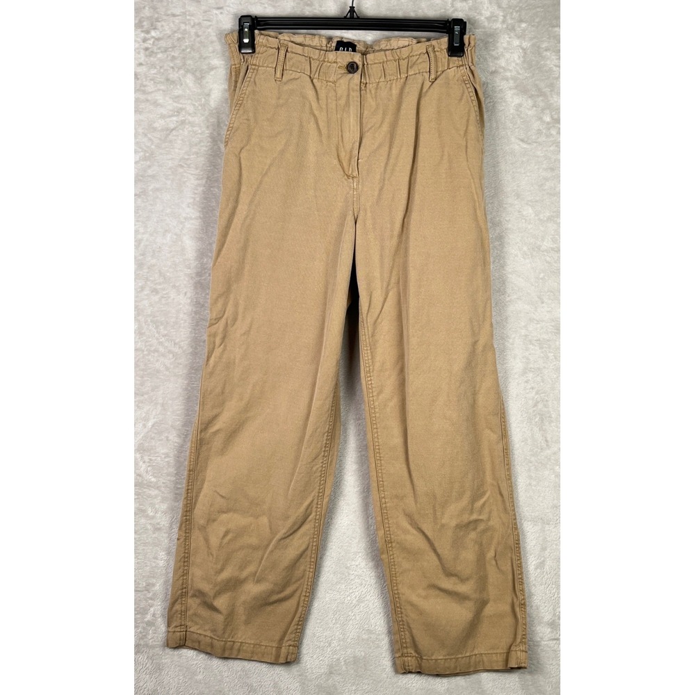 Gap Womens Khaki Tan High Rise Elastic Waist Straight Leg Twill Pants Size M